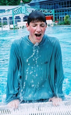 wet hoodie in pool